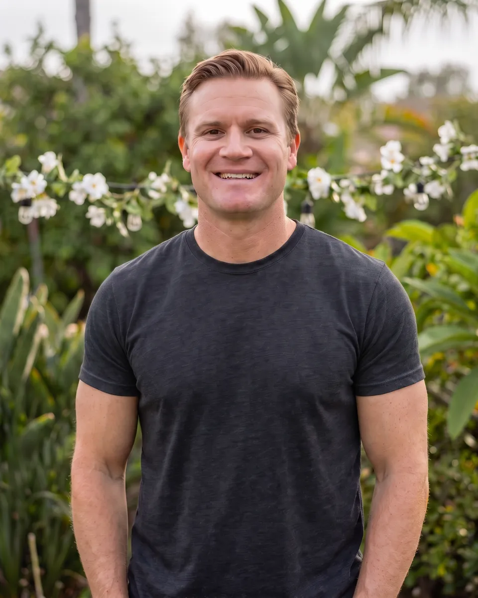 Devin Walker in his garden